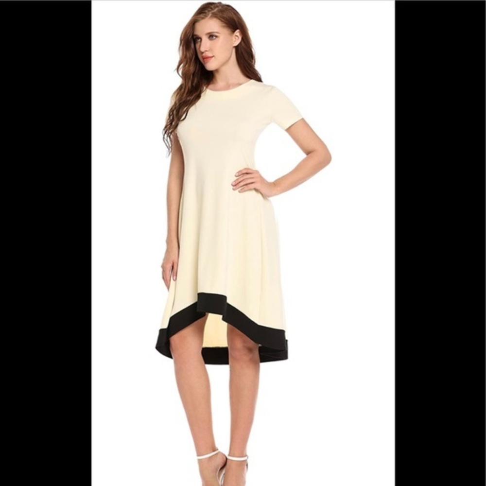 bubblebelle Women's Short Sleeve Tunic Shirt Dress Patchwork Casual Swing Dress